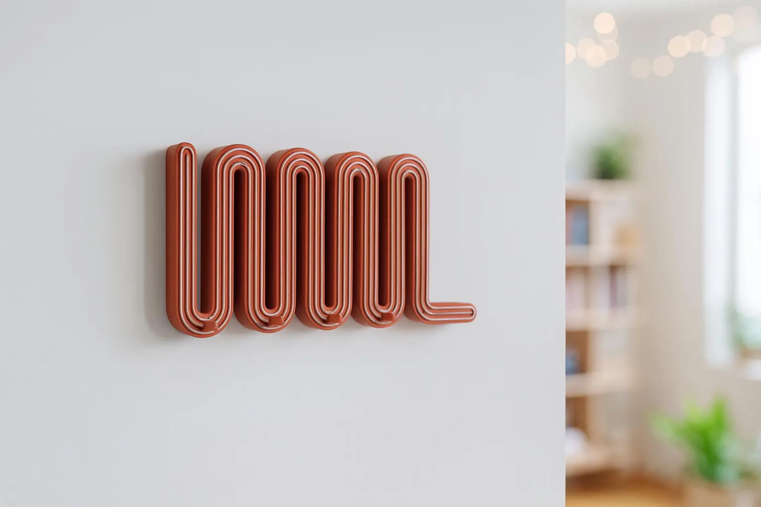 Wavy Key Holder: Terracotta / Beige Scandinavian Wall Accessory Organizer - Image 5