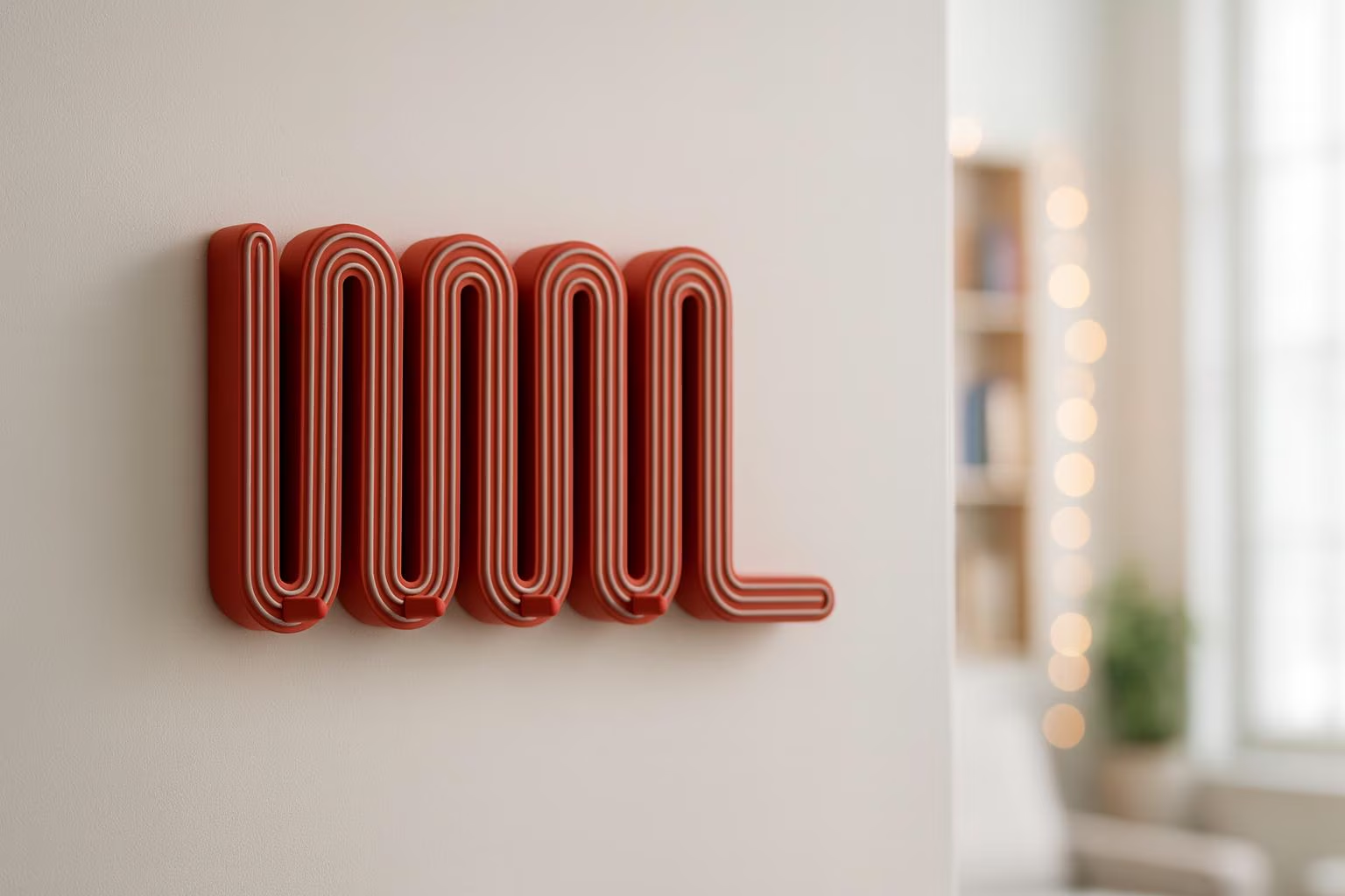 Wavy Key Holder: Terracotta / Beige Scandinavian Wall Accessory Organizer - Image 3