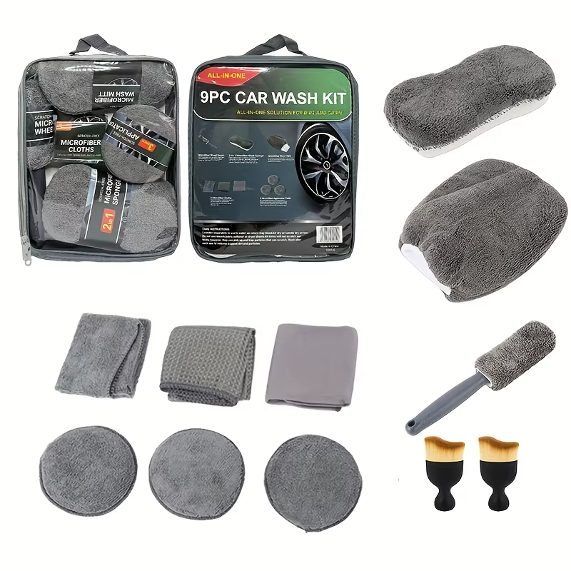 11Pcs Microfiber Car Cleaning Kit Tire Brush Scratch Removal Pads Detailing Sponges Interior Cleaning Essentials Cleaning Tools - Image 4