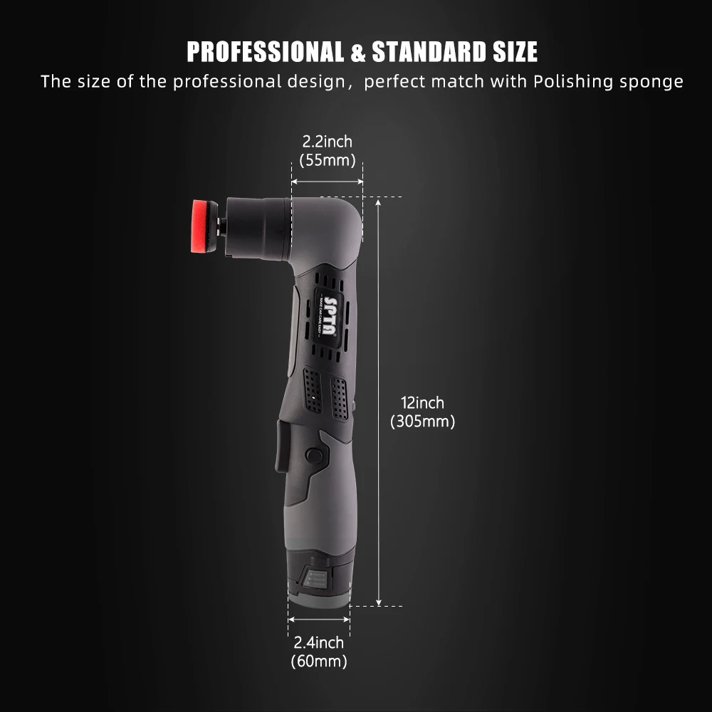 12V Cordless Mini Car Polisher RO/DA Micro Scratches Killer Cordless Detail Polisher with Adjustment Speed & 1 Batterry - Image 5