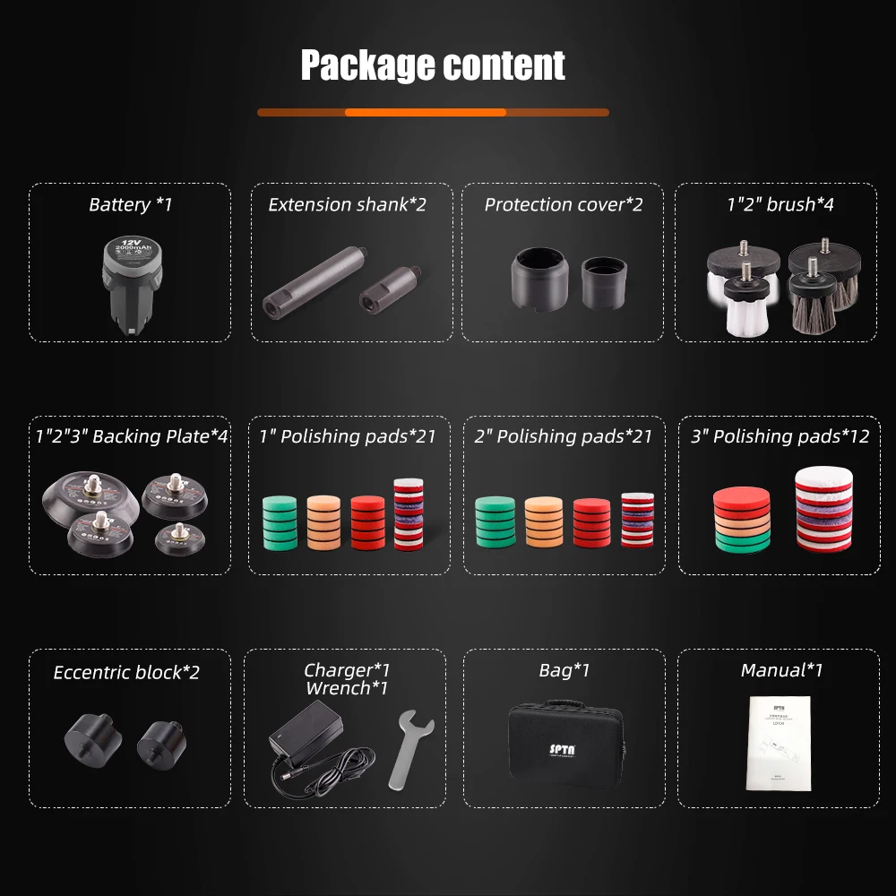 12V Cordless Mini Car Polisher RO/DA Micro Scratches Killer Cordless Detail Polisher with Adjustment Speed & 1 Batterry - Image 3