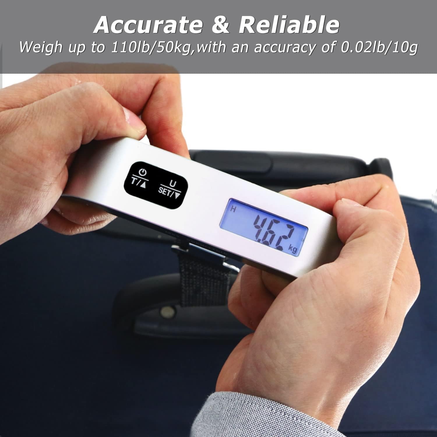 Luggage Scale, Portable Digital Hanging Baggage Scale for Travel, Suitcase Weight Scale with Rubber Paint, 110 Pounds, Battery Included - Image 3