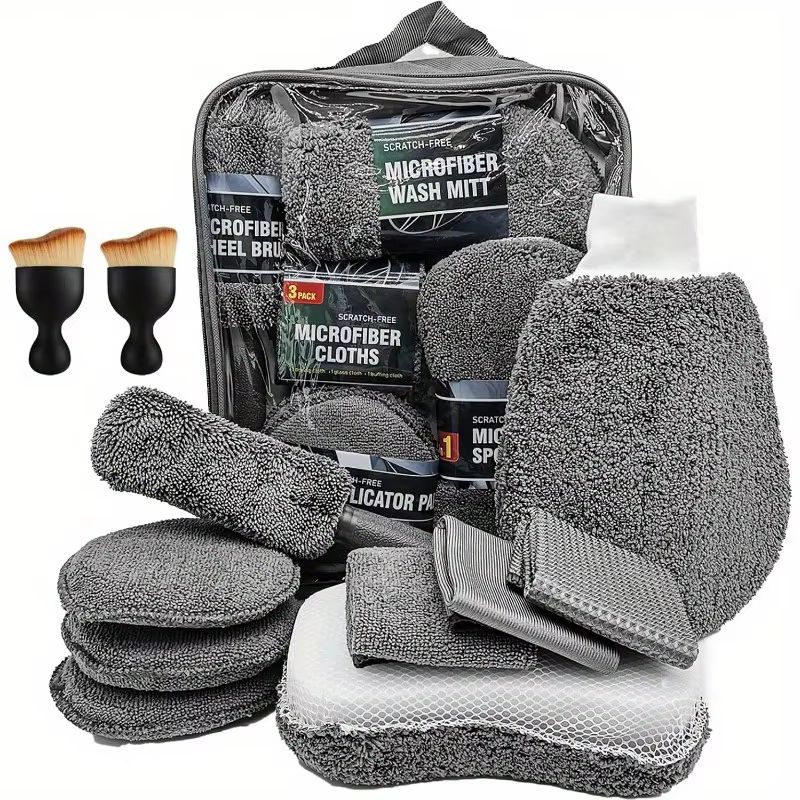 11Pcs Microfiber Car Cleaning Kit Tire Brush Scratch Removal Pads Detailing Sponges Interior Cleaning Essentials Cleaning Tools - Image 2