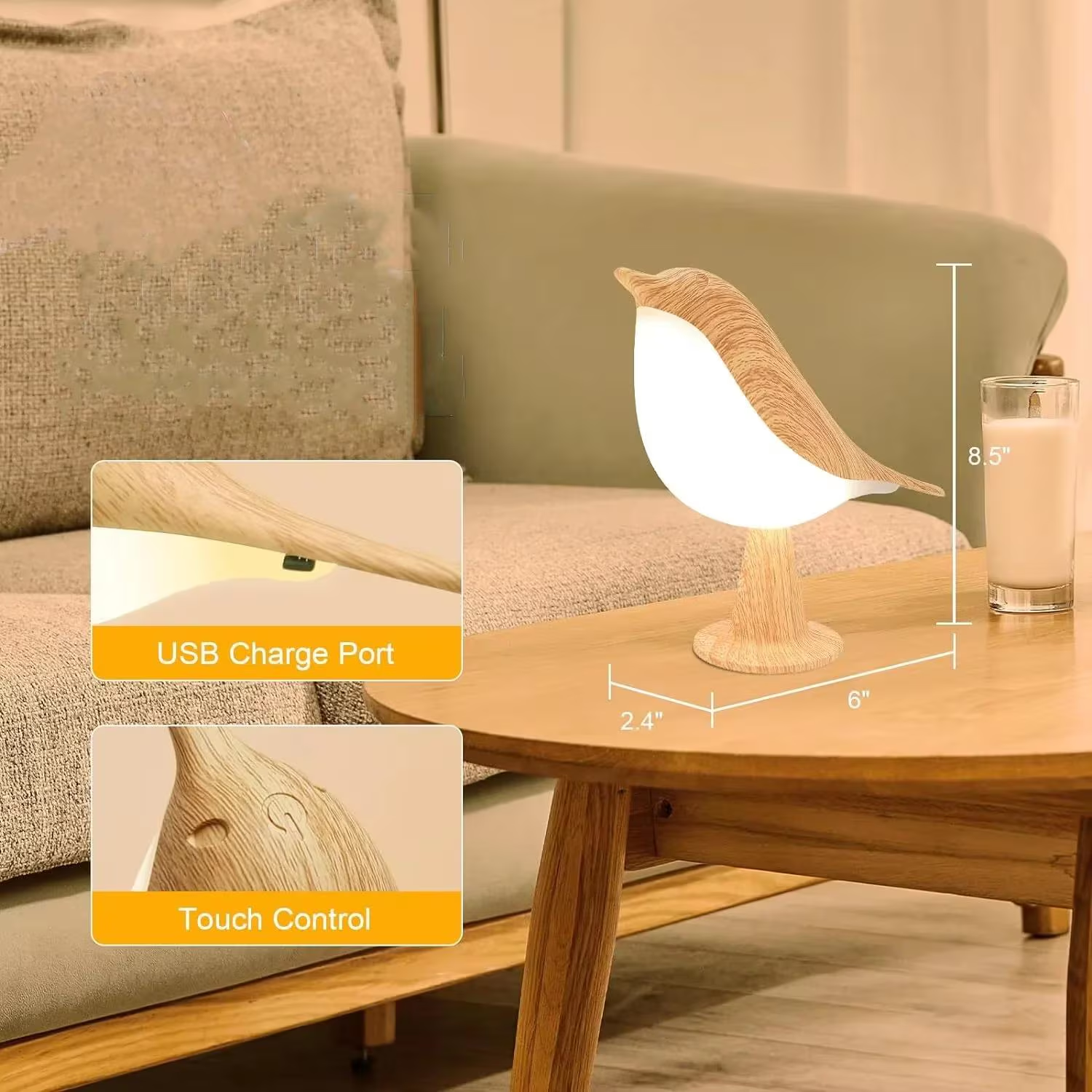 Bird Lamp – Modern Wooden LED Night Light - Image 3