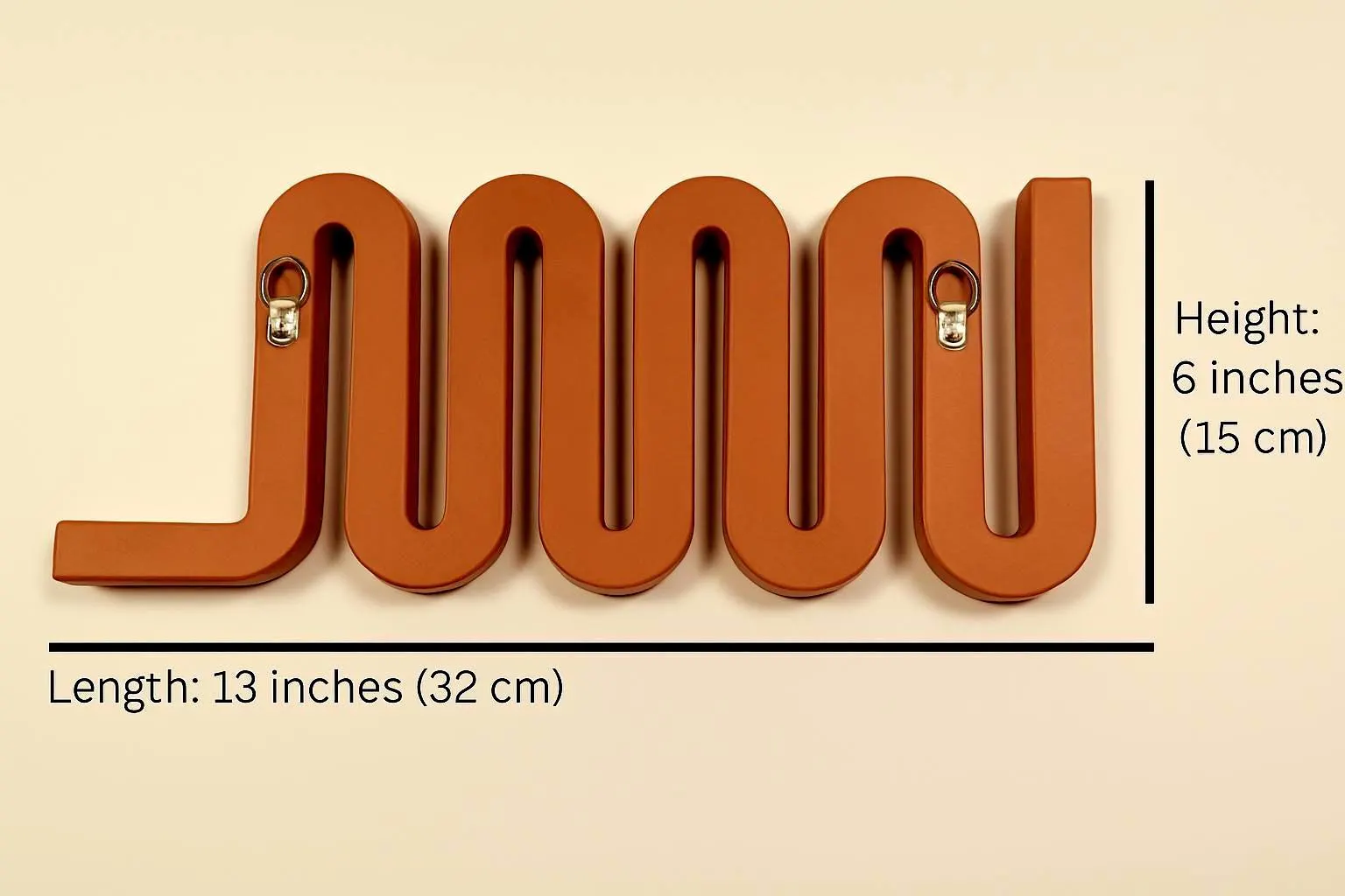 Wavy Key Holder: Terracotta / Beige Scandinavian Wall Accessory Organizer - Image 6