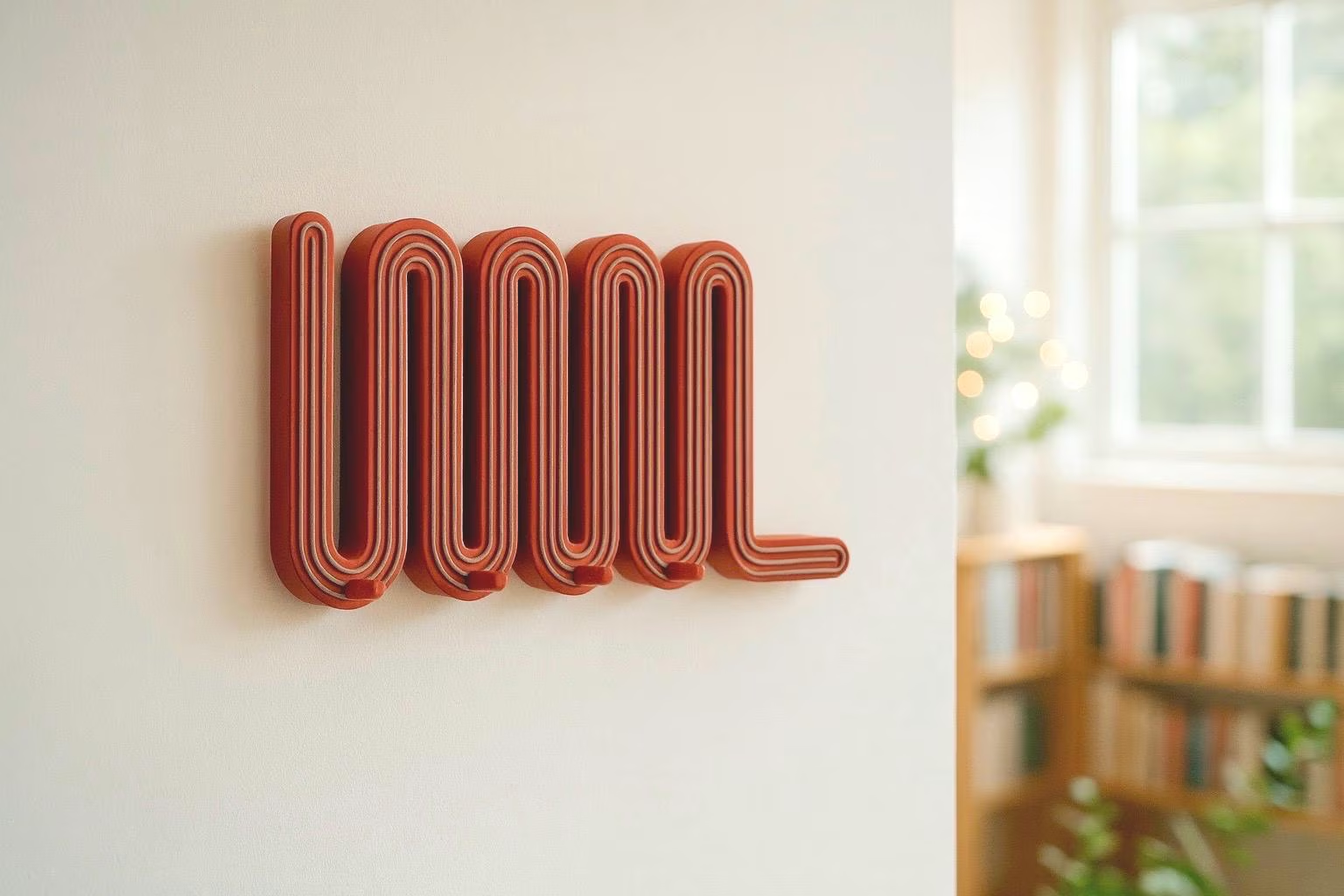Wavy Key Holder: Terracotta / Beige Scandinavian Wall Accessory Organizer - Image 8