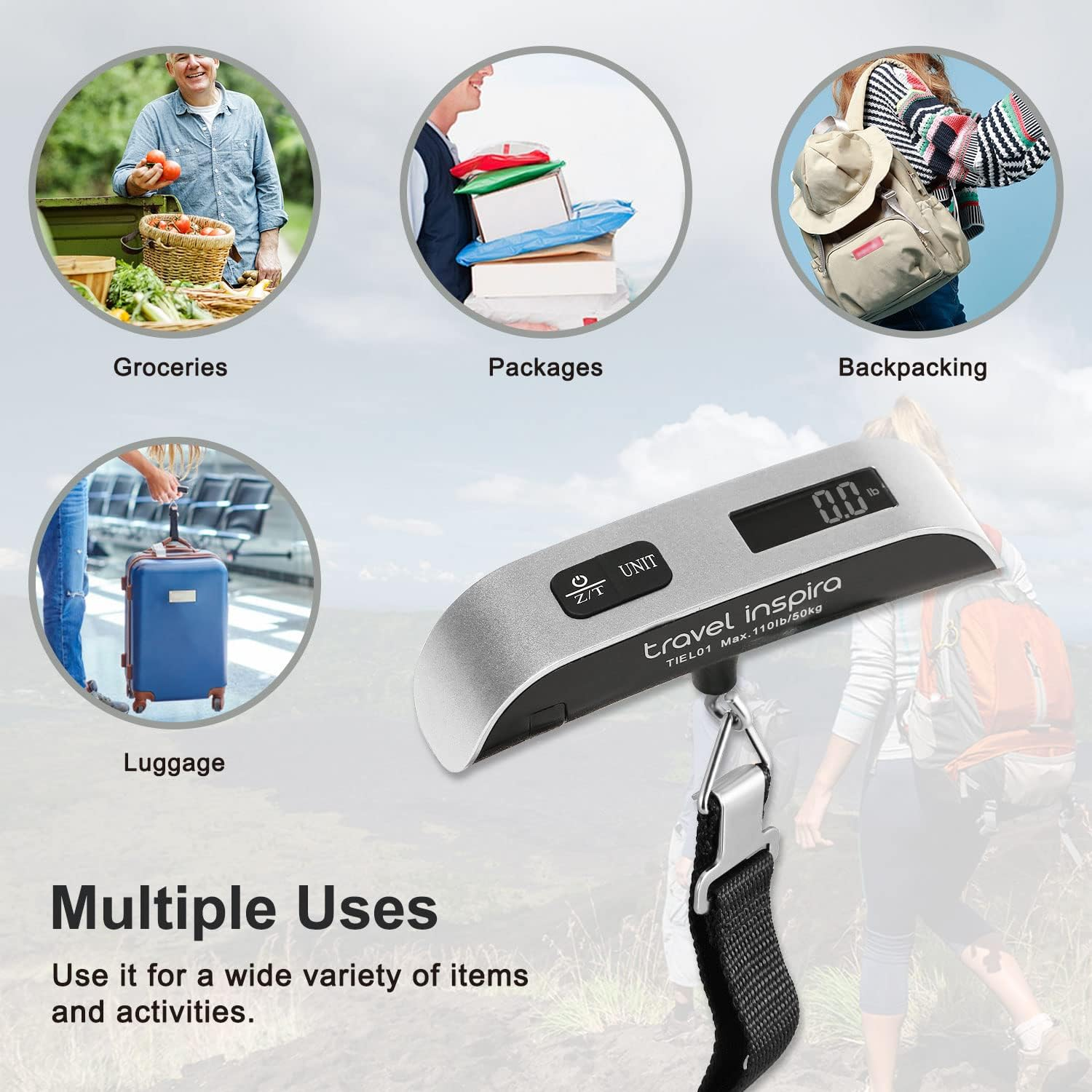 Luggage Scale, Portable Digital Hanging Baggage Scale for Travel, Suitcase Weight Scale with Rubber Paint, 110 Pounds, Battery Included - Image 7
