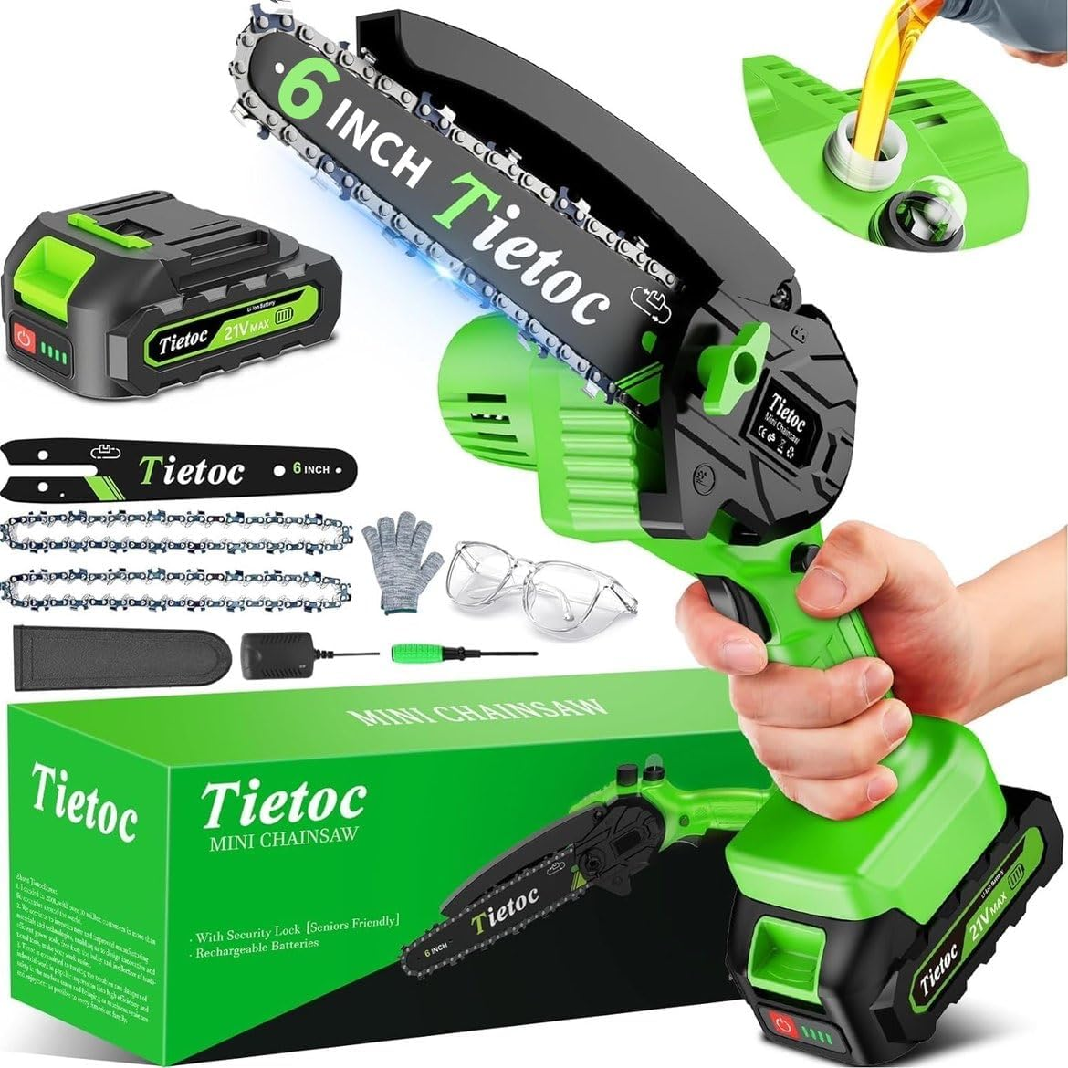 Chainsaw 6 Inch Mini Electric Chainsaw Cordless Battery Powered, Hand Held Saw for Wood/Trees Trimming, Sawzall for Household and Garden, Stocking Stuffers Gift for Men Dad Husband Gadget 2025