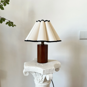 Wooden Pillar Pleated Table Lamp